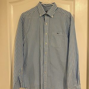Vineyard Vines Long Sleeve Tucker Shirt - Size Small - Blue and White